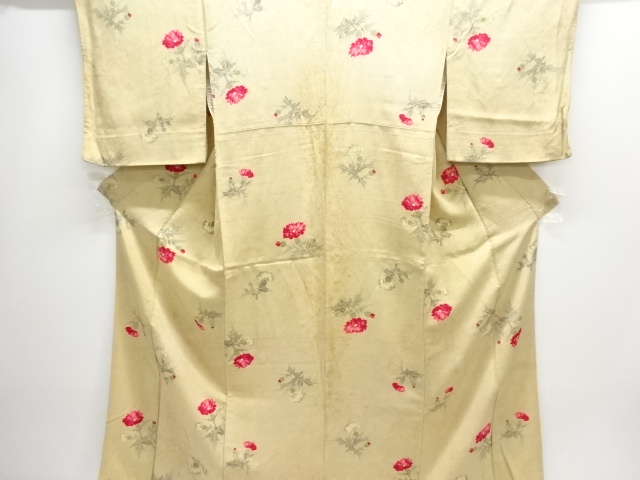 JAPANESE KIMONO / ANTIQUE KIMONO / SILK / KINSHA / PLANTS